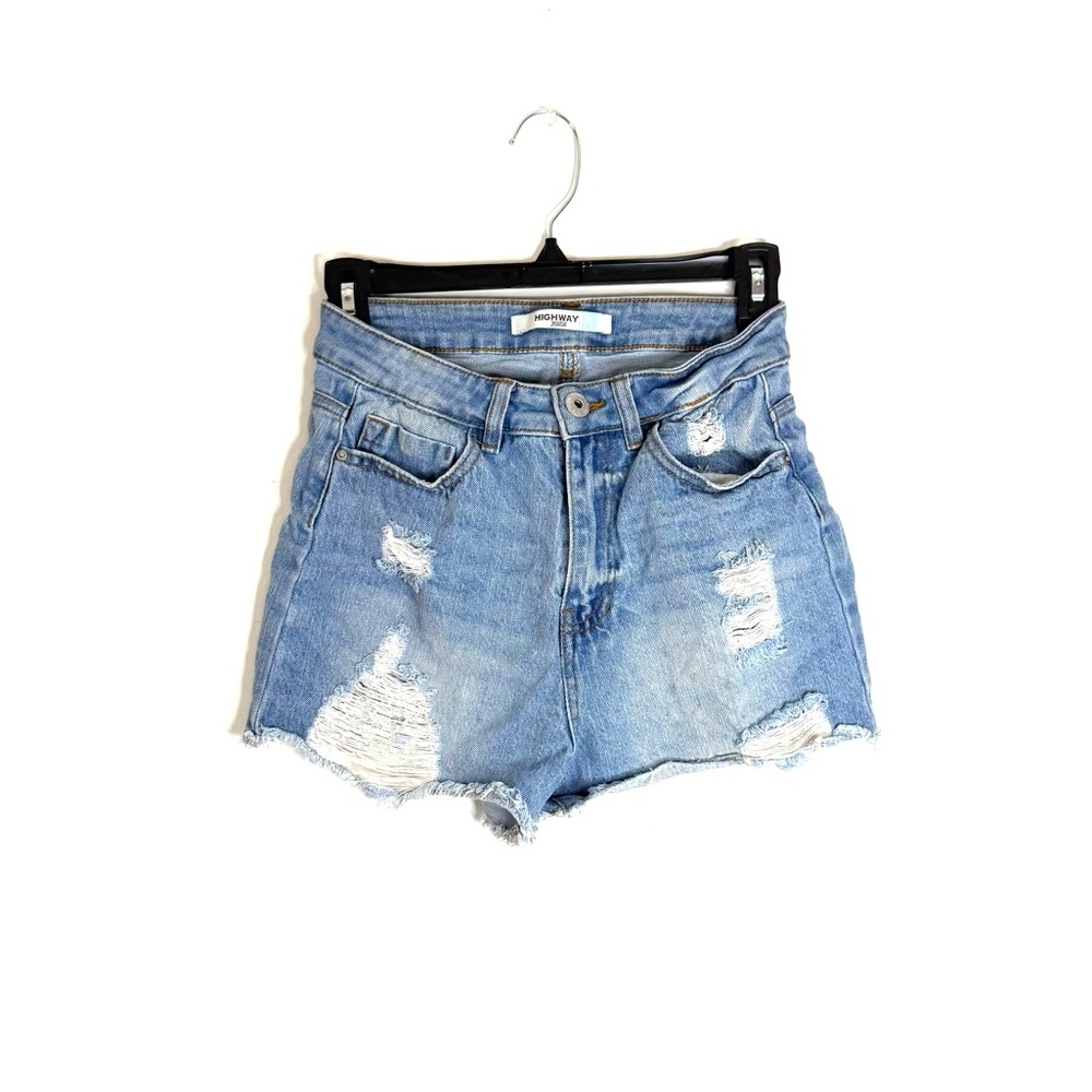 Highway Jeans Light Blue Ripped Denim Shorts